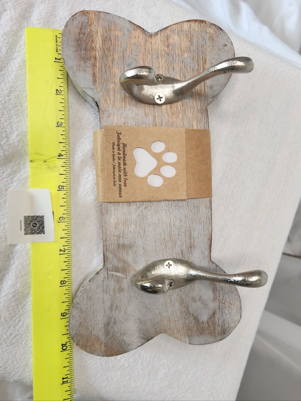 Bone-Shaped Wooden Wall Key Holder | Rustic Pet Lover Entryway Organizer | Farmh - Picture 4 of 5